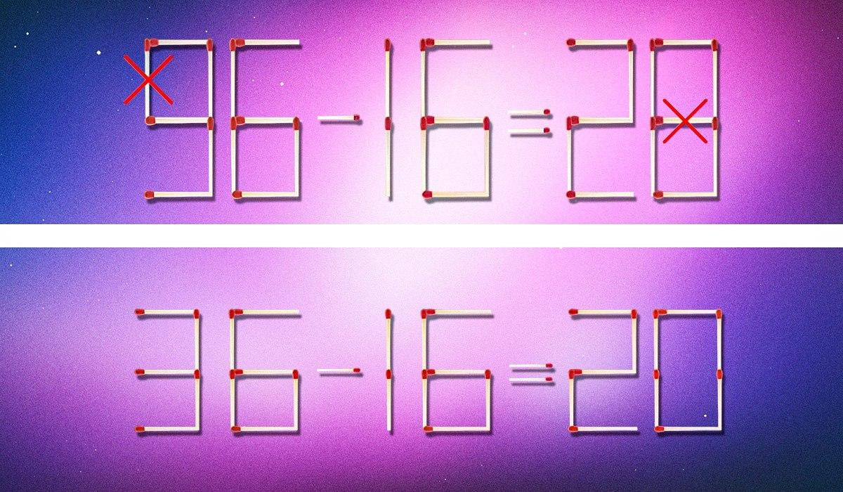 Det är nödvändigt att stryka 2 tändstickor för att göra likheten korrekt: ett pussel för genier