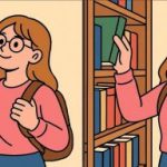 IQ-test: hitta 3 skillnader i bilden av flickan i biblioteket